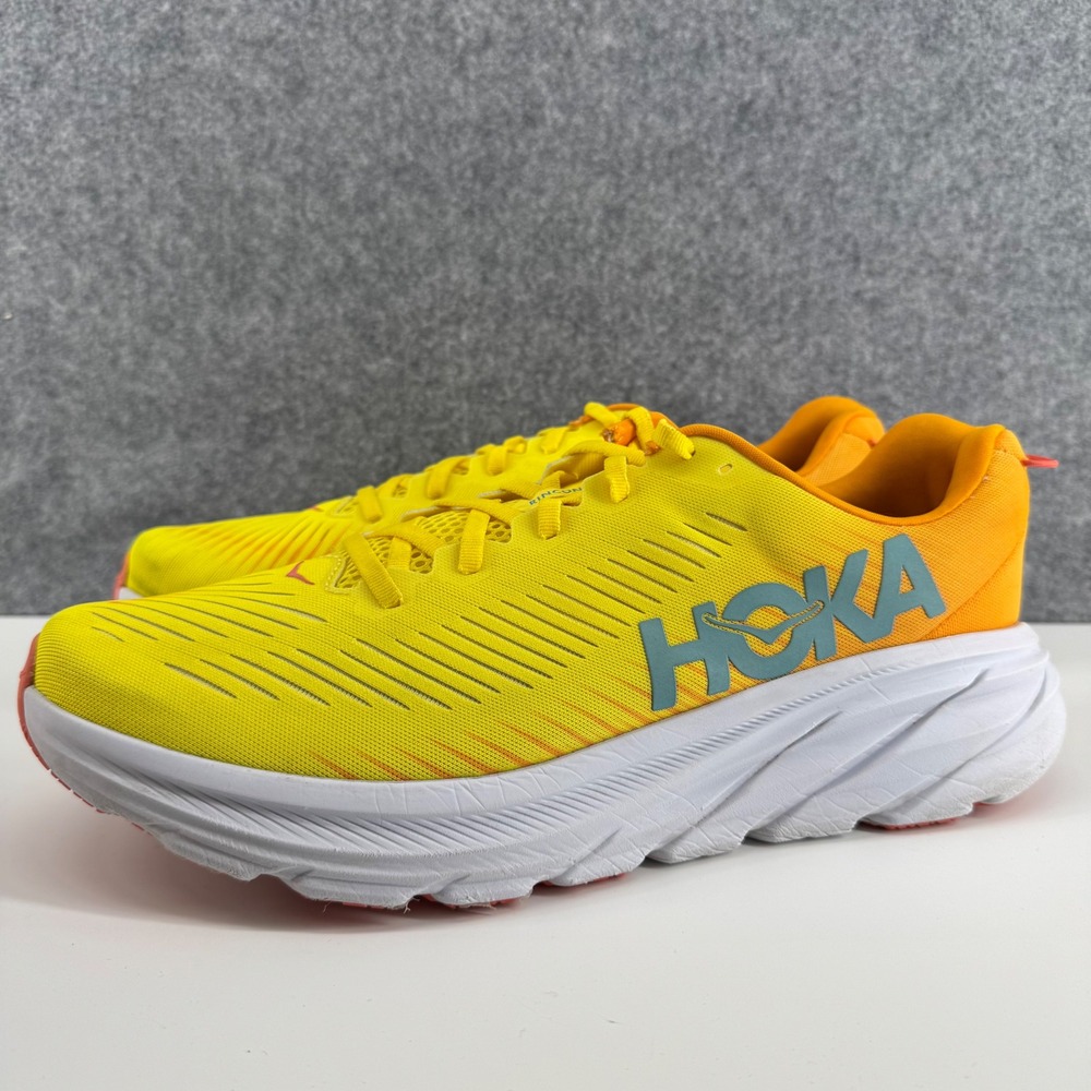 Hoka Rincon 3 Running Shoes Mens 12 Yellow Orange Mesh Road Sneakers 1119395